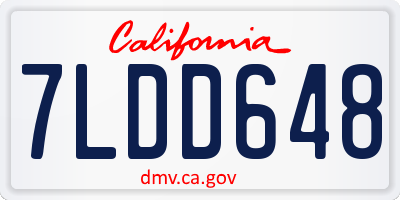 CA license plate 7LDD648
