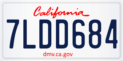 CA license plate 7LDD684