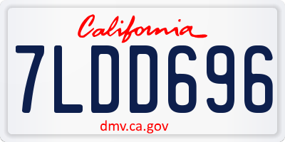 CA license plate 7LDD696