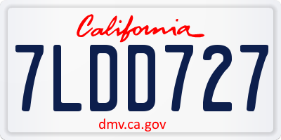 CA license plate 7LDD727