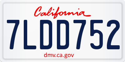 CA license plate 7LDD752