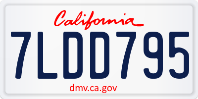 CA license plate 7LDD795