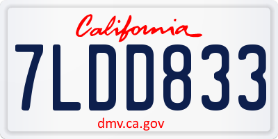 CA license plate 7LDD833