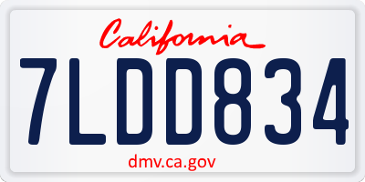 CA license plate 7LDD834