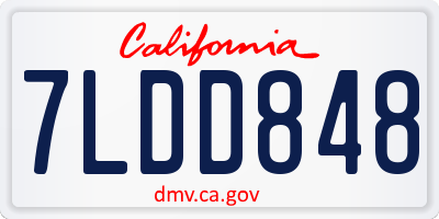 CA license plate 7LDD848
