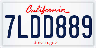 CA license plate 7LDD889