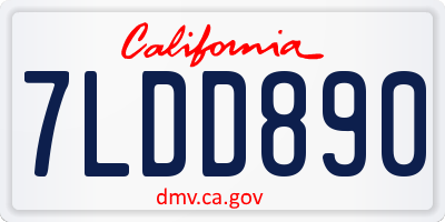 CA license plate 7LDD890