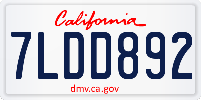 CA license plate 7LDD892