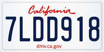 CA license plate 7LDD918