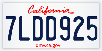 CA license plate 7LDD925