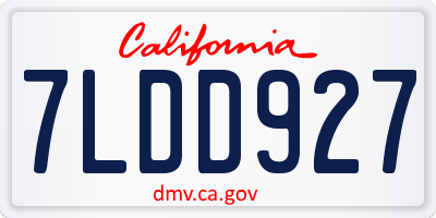 CA license plate 7LDD927