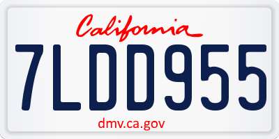 CA license plate 7LDD955