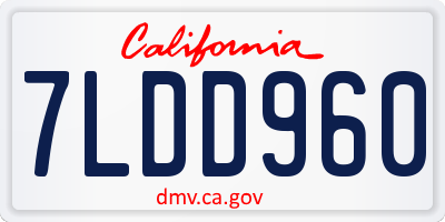 CA license plate 7LDD960