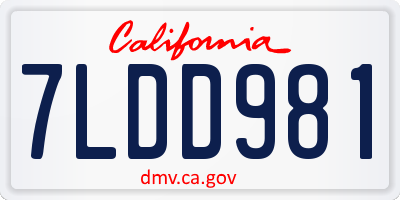 CA license plate 7LDD981