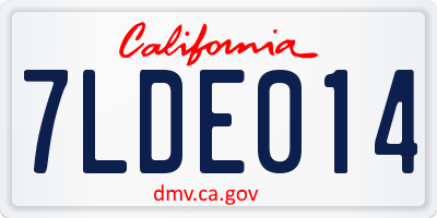 CA license plate 7LDE014