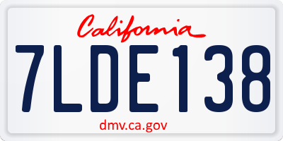 CA license plate 7LDE138