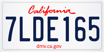 CA license plate 7LDE165