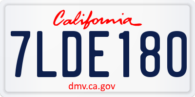 CA license plate 7LDE180