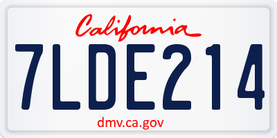 CA license plate 7LDE214