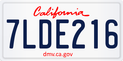 CA license plate 7LDE216