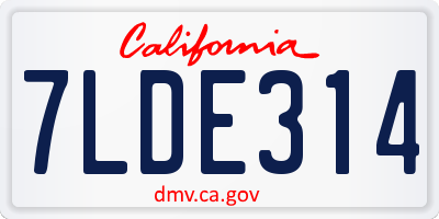 CA license plate 7LDE314