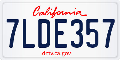 CA license plate 7LDE357