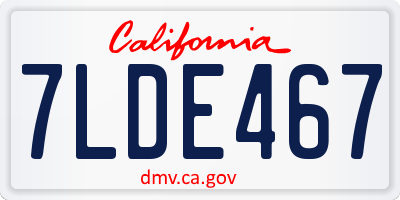 CA license plate 7LDE467