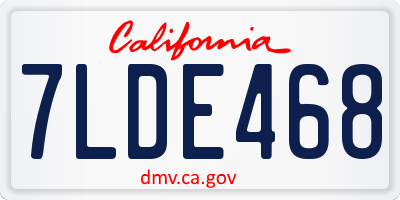 CA license plate 7LDE468