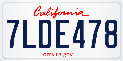 CA license plate 7LDE478