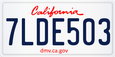 CA license plate 7LDE503