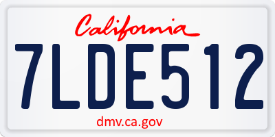 CA license plate 7LDE512