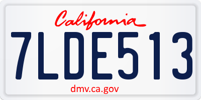 CA license plate 7LDE513