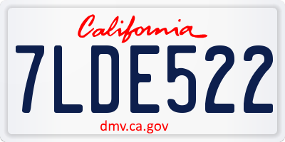 CA license plate 7LDE522