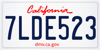 CA license plate 7LDE523