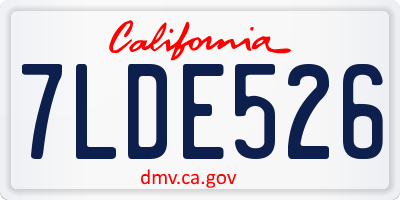 CA license plate 7LDE526