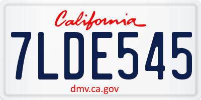 CA license plate 7LDE545