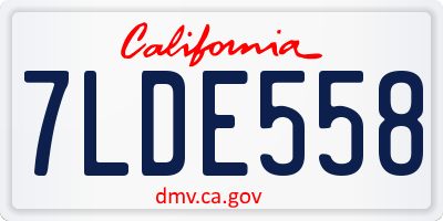 CA license plate 7LDE558