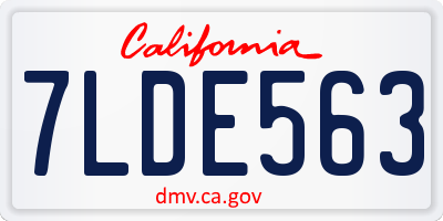 CA license plate 7LDE563