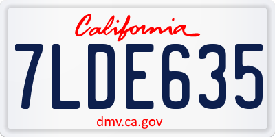 CA license plate 7LDE635