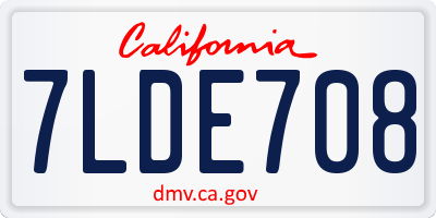 CA license plate 7LDE708