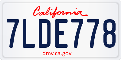 CA license plate 7LDE778