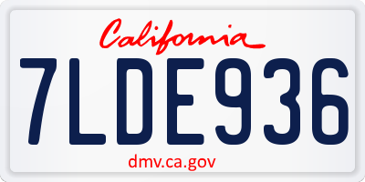 CA license plate 7LDE936