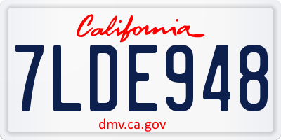 CA license plate 7LDE948