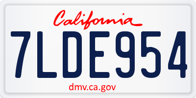 CA license plate 7LDE954
