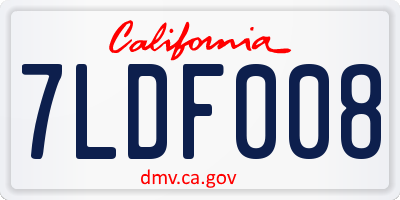 CA license plate 7LDF008