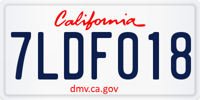 CA license plate 7LDF018