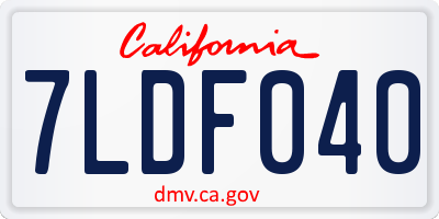 CA license plate 7LDF040
