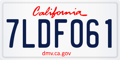 CA license plate 7LDF061