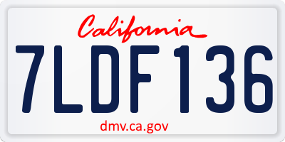 CA license plate 7LDF136