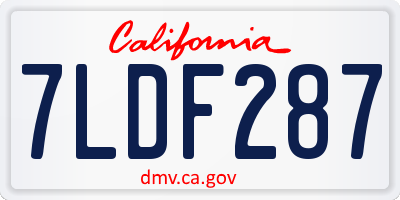 CA license plate 7LDF287